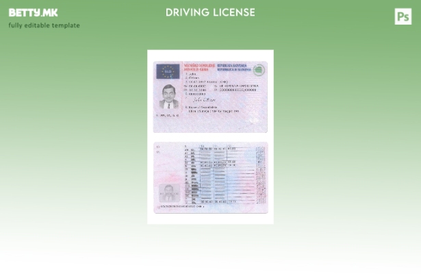 Шаблон за возачка дозвола Словенија модерен стил